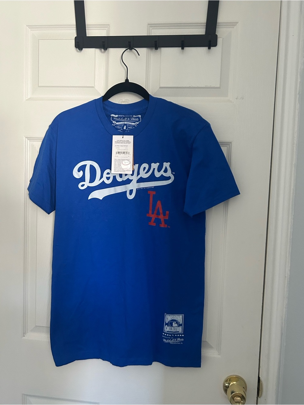 Mitchell & Ness Royal Blue Dodgers Tee with White Script and Red LA